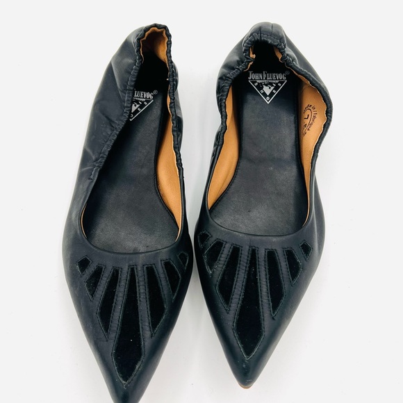 John Fluevog Presence Imagine pointy toe leather flats black 7.5 - Picture 7 of 7